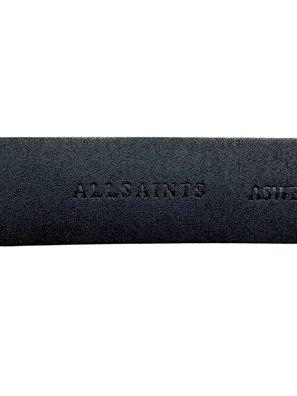 NWT AllSaints Women’s Black Leather 30mm Western Hexagonal Buckle Belt - Size S